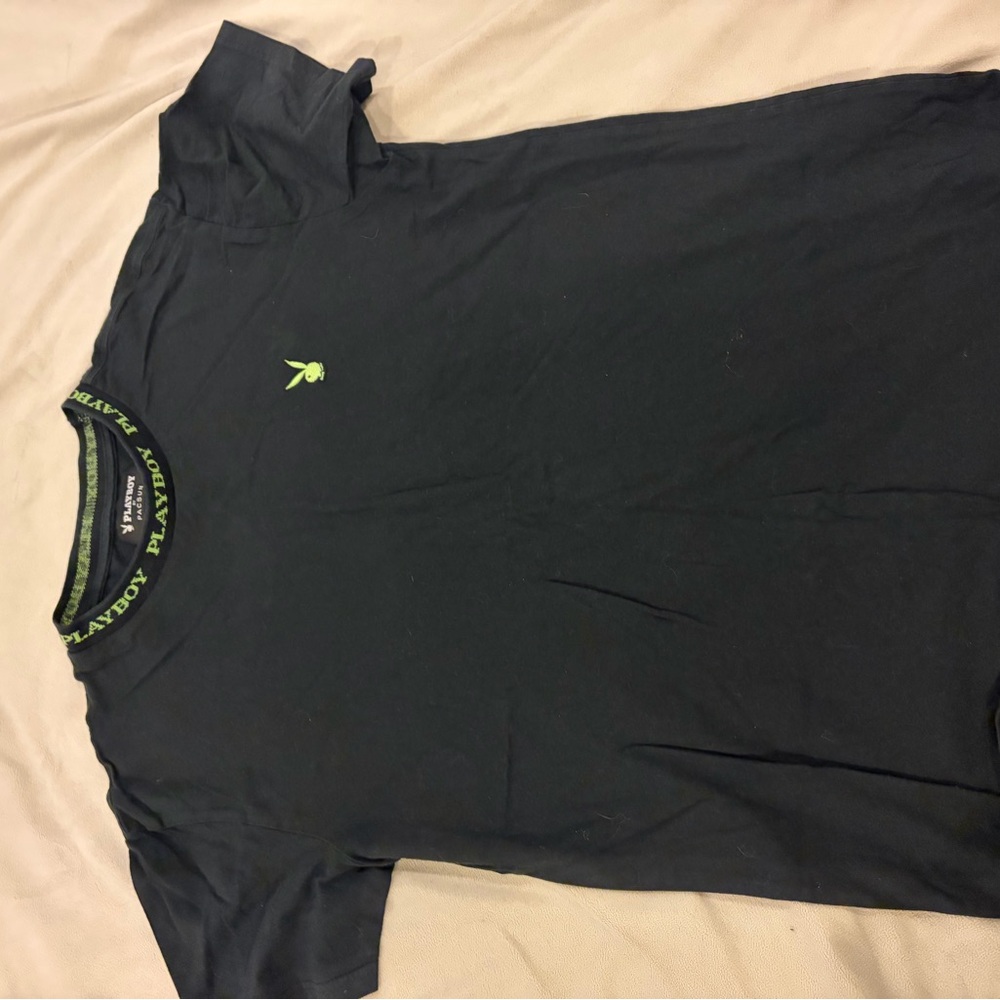 PLAYBOY Black Tee with Green Logo